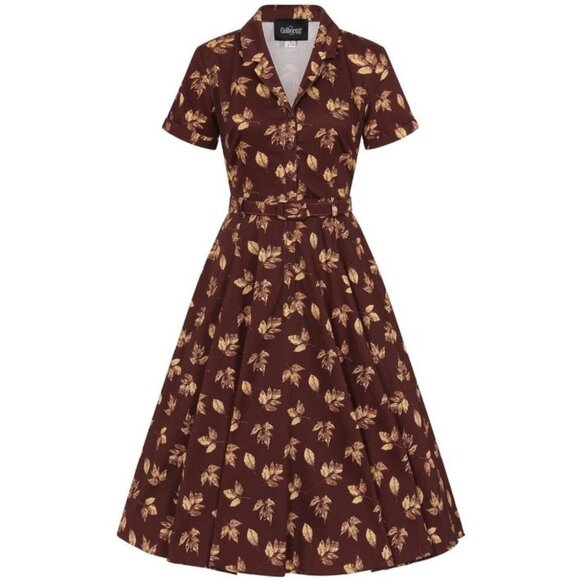 Collectif Fall Leaves Caterina Swing Dress - Picture 2 of 8